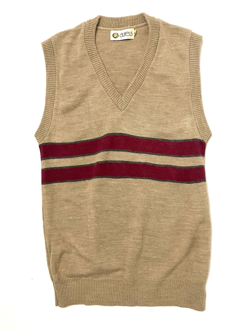 VTG 70s Stripe Sweater vest, Solara Acrylic Knit Sleeveless Jumper, Slim Small